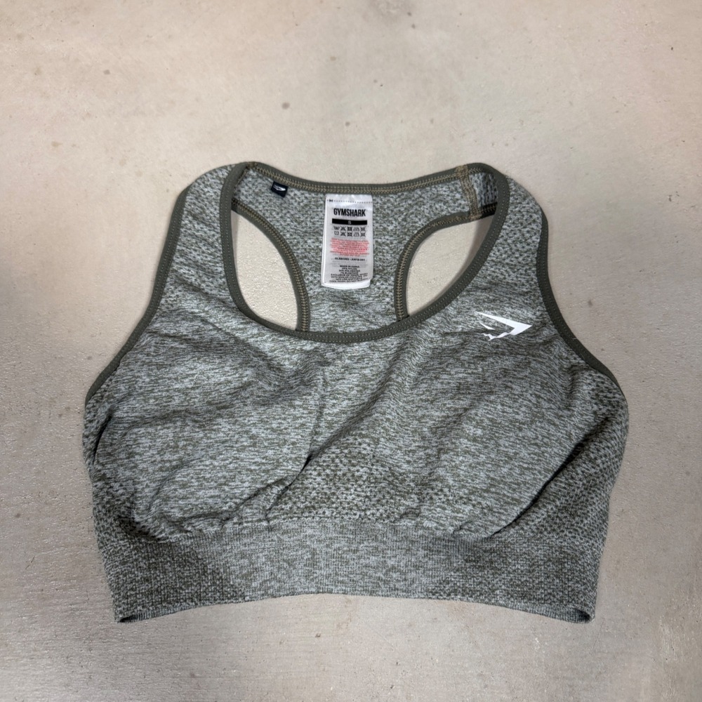 Gymshark Womens Vital Seamless Sports Bra Olive Green Marl GLSB1883 Small